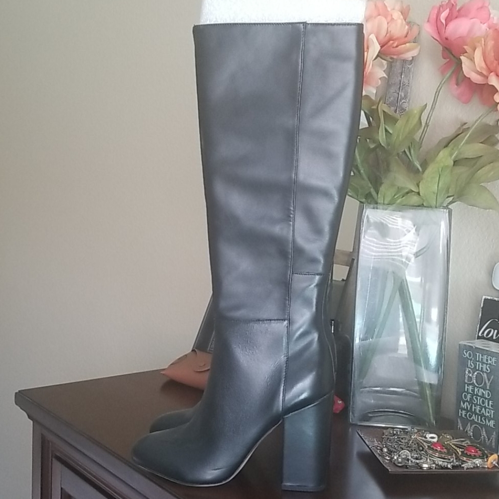 UO Knee High Leather Heeled Boots